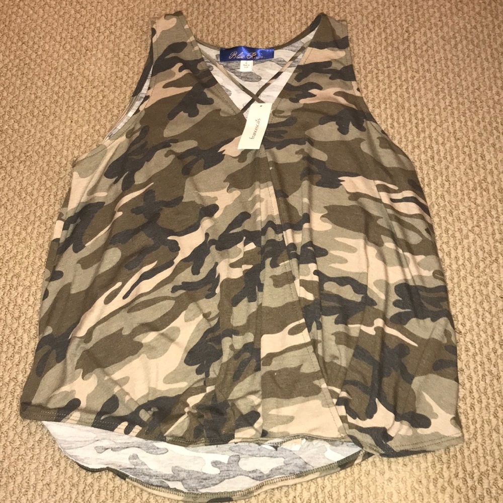 Blue Rain Camo Sleeveless Top